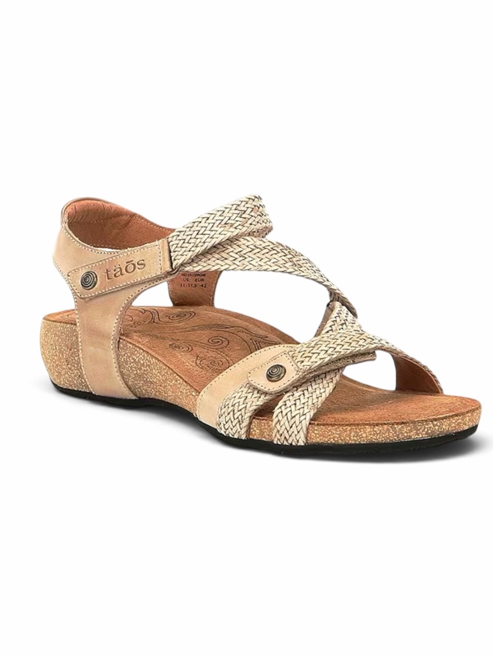 Taos Trulie Stone Woven Leather Adjustable Cork Wedge Arch Support Sandals